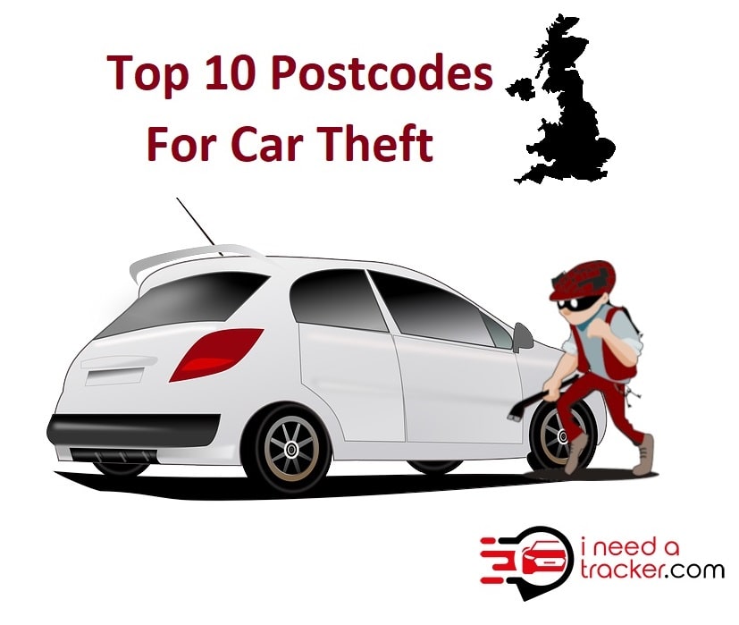 The top 10 postcodes for car theft in the UK